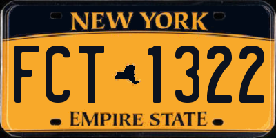 NY license plate FCT1322