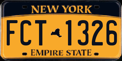NY license plate FCT1326