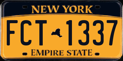 NY license plate FCT1337