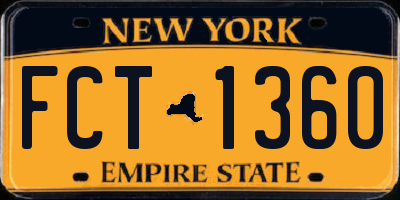 NY license plate FCT1360