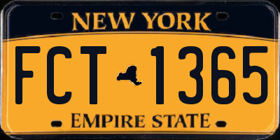 NY license plate FCT1365
