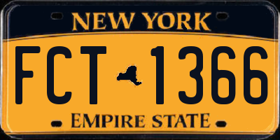 NY license plate FCT1366