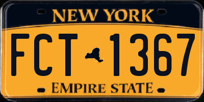 NY license plate FCT1367