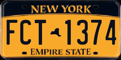 NY license plate FCT1374