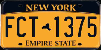 NY license plate FCT1375