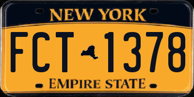 NY license plate FCT1378