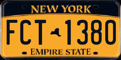 NY license plate FCT1380