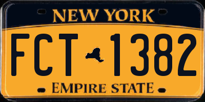 NY license plate FCT1382