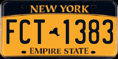 NY license plate FCT1383