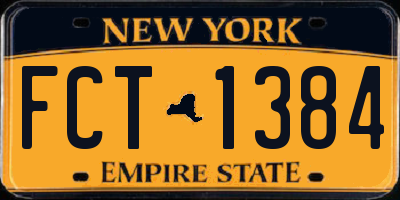 NY license plate FCT1384