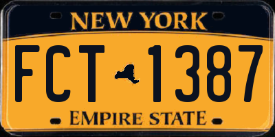 NY license plate FCT1387