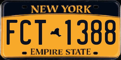 NY license plate FCT1388