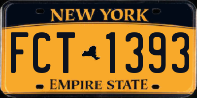 NY license plate FCT1393