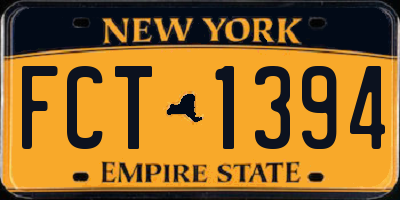 NY license plate FCT1394