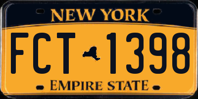 NY license plate FCT1398