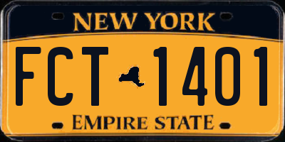 NY license plate FCT1401