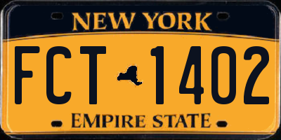 NY license plate FCT1402