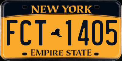 NY license plate FCT1405