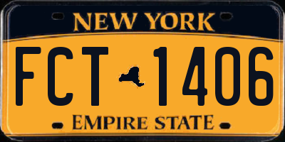 NY license plate FCT1406