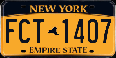 NY license plate FCT1407