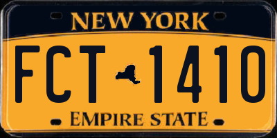 NY license plate FCT1410