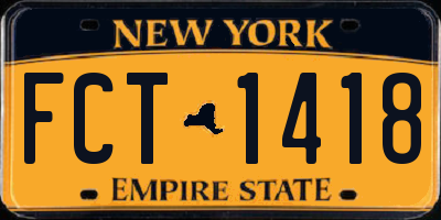 NY license plate FCT1418
