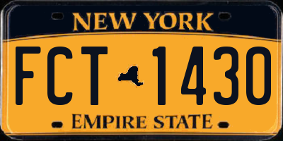 NY license plate FCT1430