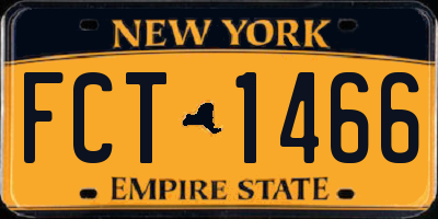 NY license plate FCT1466