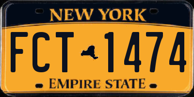 NY license plate FCT1474