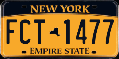 NY license plate FCT1477