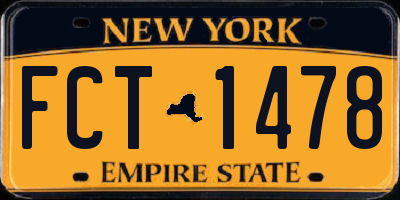 NY license plate FCT1478