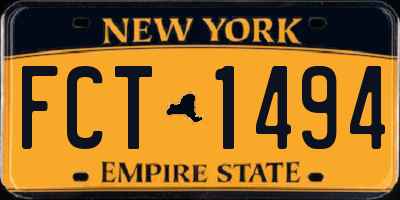 NY license plate FCT1494