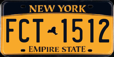 NY license plate FCT1512