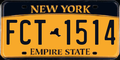 NY license plate FCT1514