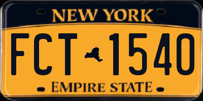 NY license plate FCT1540
