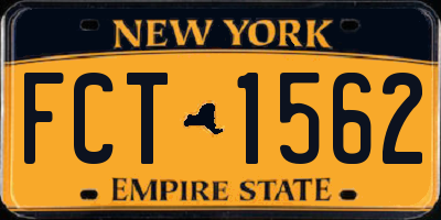 NY license plate FCT1562