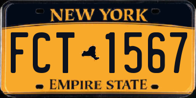 NY license plate FCT1567