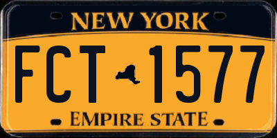 NY license plate FCT1577