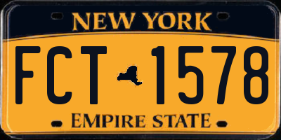 NY license plate FCT1578