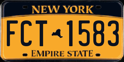 NY license plate FCT1583