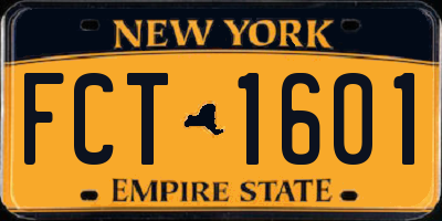 NY license plate FCT1601
