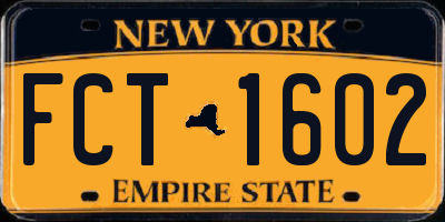 NY license plate FCT1602