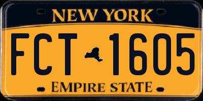 NY license plate FCT1605