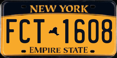 NY license plate FCT1608