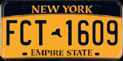 NY license plate FCT1609