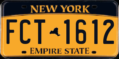 NY license plate FCT1612