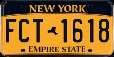 NY license plate FCT1618