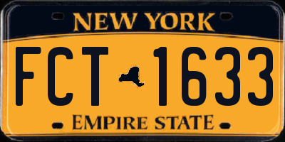 NY license plate FCT1633