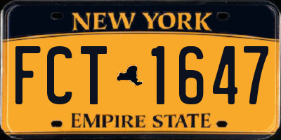NY license plate FCT1647