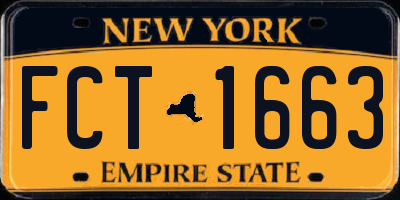 NY license plate FCT1663
